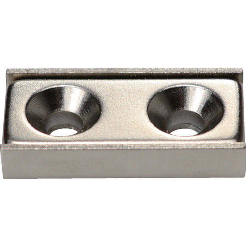 Magever Neodymium Magnet, Square, Capped, 2 Countersunk Holes, NCC-30L, Super Strong, Countersunk Screw Holes, M4, 13NCC30L1327, 1 Piece