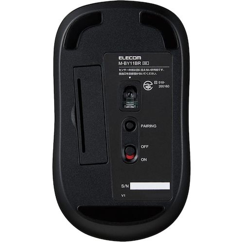ELECOM Mouse Bluetooth IR LED 3 Button Medium Size Antibacterial Quiet Black M-BY11BRSKBK 1 pc