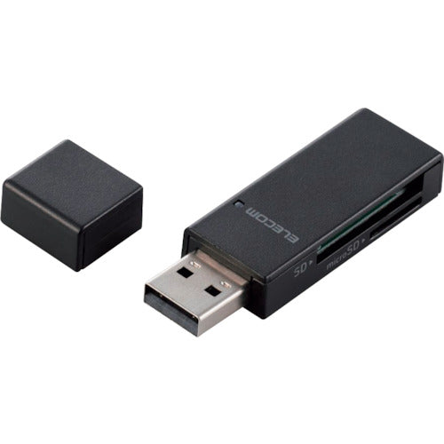 ELECOM 카드 리더 스틱 타입 USB2.0 대응 SD+microSD 대응 블랙 MR-D205BK 1개