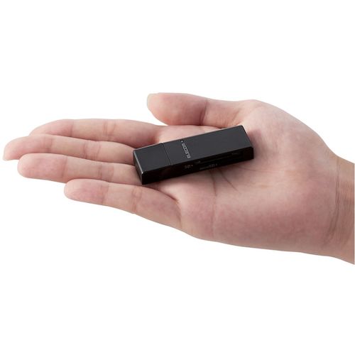 ELECOM 카드 리더 스틱 타입 USB2.0 대응 SD+microSD 대응 블랙 MR-D205BK 1개