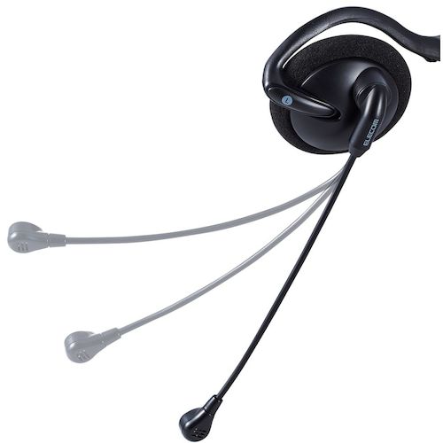 エレコム　有線ヘッドセット　ネックバンド型　折りたたみ式　ＵＳＢ　両耳　ブラック　HS-NB06UBK　1 個