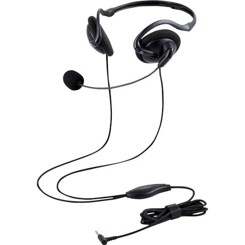 ELECOM Wired Headset, Neckband Type, Foldable, 4-Pole 3.5mm, Both Ears, Black, HS-NB06TBK, 1 Piece
