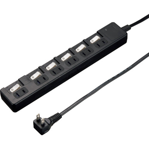 YAZAWA Lightning Guard 6-Outlet Power Saving Strip 3m Black H8KS663BK 1 pc