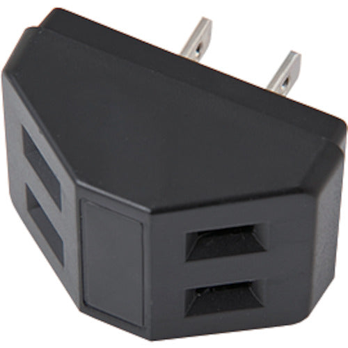 YAZAWA Tension-Resistant Triangular Tap, 2 Outlets, Black Y02T200BK 1 Piece