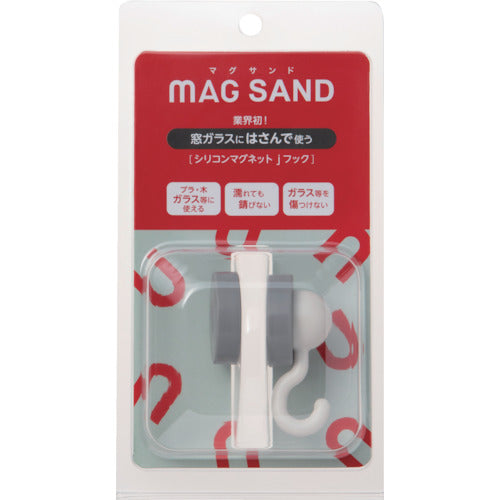 マグエバー　挟んで使うマグネット　マグサンド　ｊフック　ホワイト　強力マグネットフック　ネオジム磁石　1-0245SAND-JW　1 個