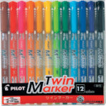 파일럿 유성 마커 트윈 마커 얇고 극세 12 색 세트 MEF-144EU12C 1 S
