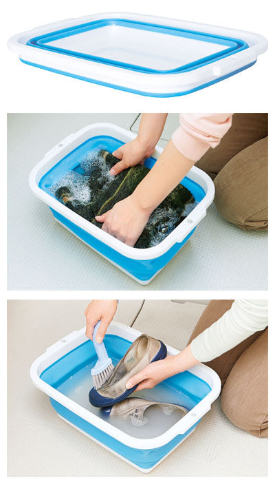薄く畳める洗い桶 / 8.5L　ブルー　1 個