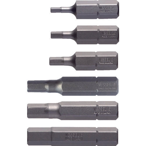 VESSEL Single-Head Driver Bit (Hexagon Type) Hex Bit B33H2.5 x 25.4H B33-2.5-25.4H 10 Pieces