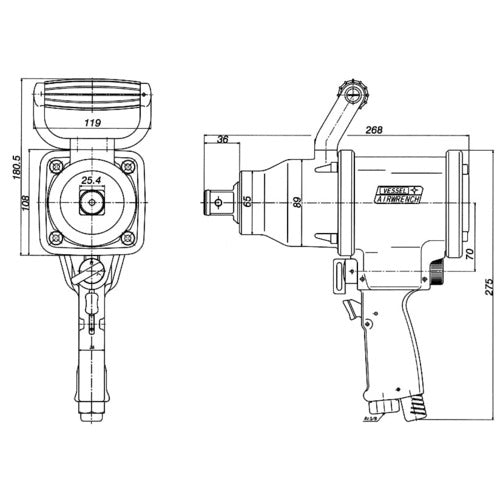 ＶＥＳＳＥＬ　超軽量エアーインパクトレンチ３９００ＶＰ　GT-3900VP　1 台