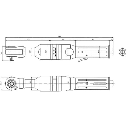 ＶＥＳＳＥＬ　エアーラチェットレンチ　ＧＴＲ１０　全長２９７ｍｍ　GT-R10　1 台