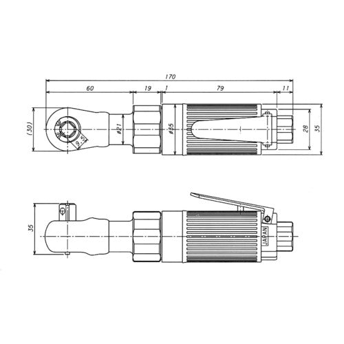 ＶＥＳＳＥＬ　エアーラチェットレンチ　ＧＴＲ１０Ｍ　全長１７０ｍｍ　GT-R10M　1 台