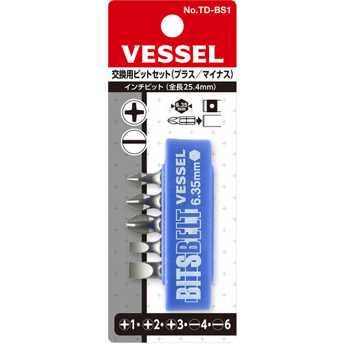 ＶＥＳＳＥＬ　交換用ビットセット　Ｎｏ．ＴＤ−ＢＳ１（ビット５本組）　TD-BS1　1 Ｓ