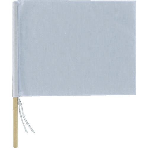 緑十字　手旗　白　３００（４５０）×４２０ｍｍ　綿＋木製棒　245001　1 本