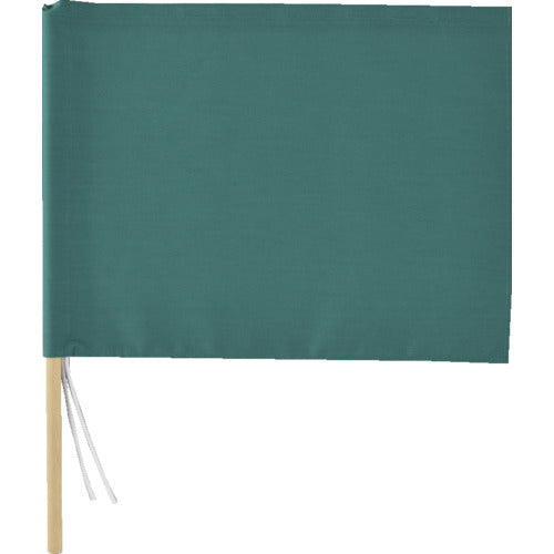緑十字　手旗　緑　３００（４５０）×４２０ｍｍ　綿＋木製棒　245002　1 本