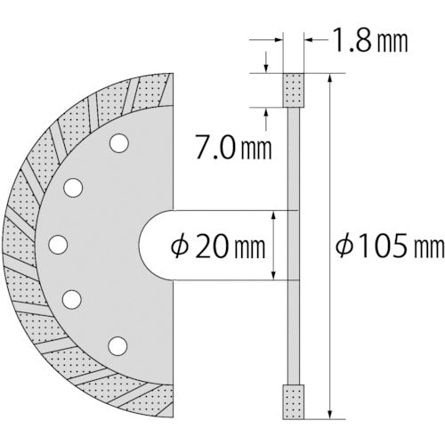 새우 다이아몬드 커터 기와용 커터 경질 대응 (건식) 105mm KW105 1장