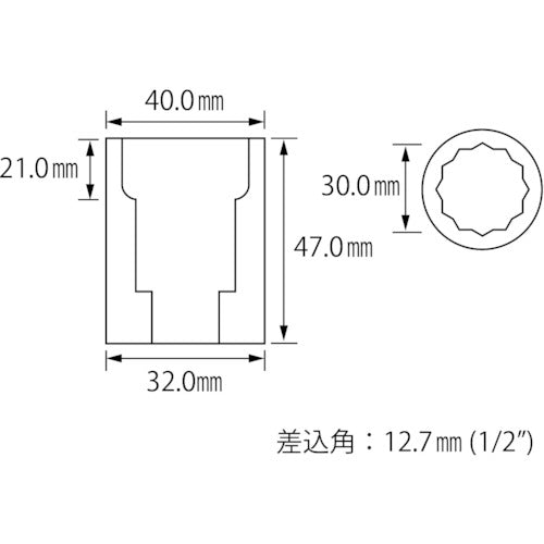 새우 소켓 12각 30.0mm 삽입각 12.7mm LM430 1개