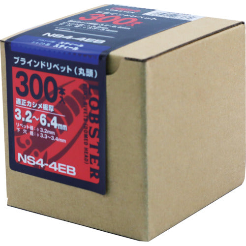 エビ　ブラインドリベット（スティール／スティール製）　４−４（３００本入）　エコＢＯＸ　NS44EB　1 箱