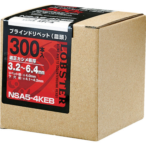 EBI Blind Rivets, Countersunk Head, Eco Box, Aluminum/Steel, 5-4 (300 pcs) NSA54KEB 1 box
