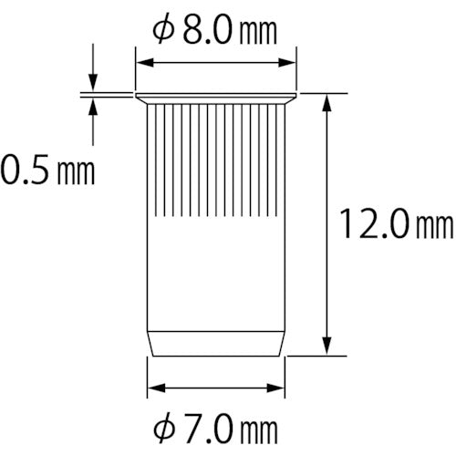エビ　ローレットナット（薄頭・スティール製）　板厚２．５　Ｍ５×０．８（１０００個入）　NSK5MR　1 箱