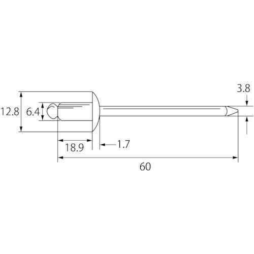 エビ　ブラインドリベット（ステンレス／スティール製）　８−８（５００本入）　箱入　NSS88　1 箱