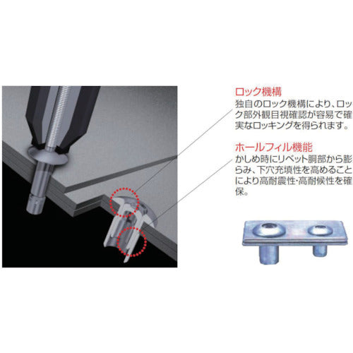 エビ　高強度ブラインドリベット　Ｓボルト（丸頭）　Φ４．８／板厚１１．０ｍｍ　（５００本入）　SNS48110　1 箱