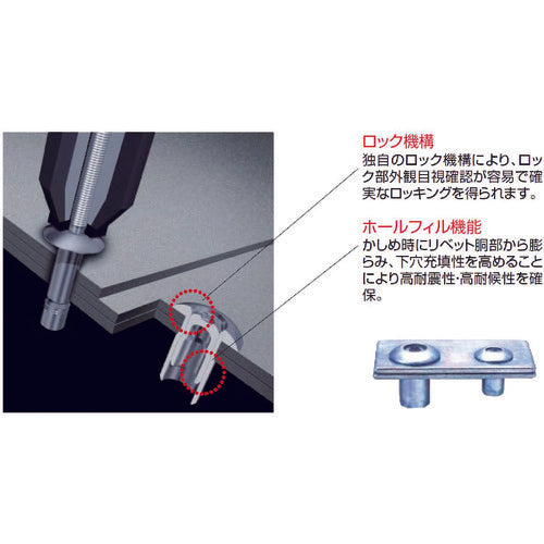 エビ　高強度ブラインドリベット　Ｓボルト（丸頭）　Φ６．４／板厚９．５ｍｍ　（２５０本入）　SNS64095　1 箱