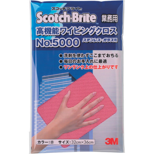 ３Ｍ　高機能ワイピングクロス　ＮＯ．５０００　赤　３２０Ｘ３６０ｍｍ　WC5000 RED　1 枚