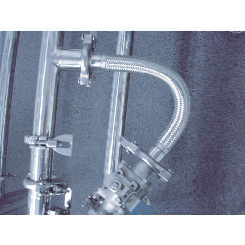 ＮＦＫ　サニタリーフランジ（フェルール）式フレキシブルホース　ＳＮＴタイプ　ＡＬＬＳＵＳ３０４　１．５Ｓ×３００Ｌ　NK-1800SNT/SUS304-1.5S-300L　1 本