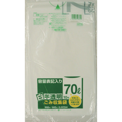 Sanipack HT72 용량 표기 들어 백반 투명 쓰레기 봉투 70L 10 장 HT72-HCL 1 봉지