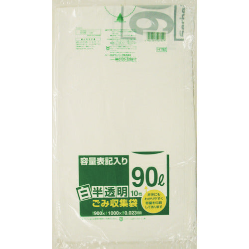 Sanipack HT92 용량 표기들이 백반투명 쓰레기 봉투 90L 10장 HT92-HCL 1봉