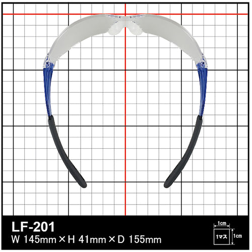 야마모토 일안형 세이프티 글라스 렌즈 컬러 클리어 템플 컬러 블루 JIS 규격품 LF-201 1개