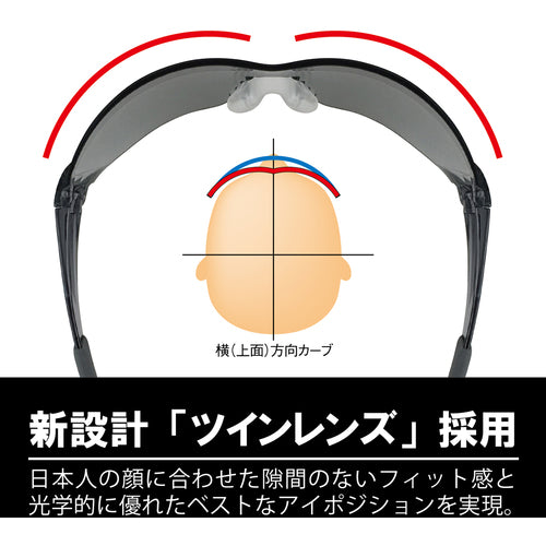 야마모토 일안형 세이프티 글라스 렌즈 컬러 스모크 템플 컬러 라이트 스모크 LF-202 1개