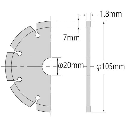 エビ　ダイヤモンドカッター　切っ太郎　（乾式）　セグメントタイプ　１０５ｍｍ　SK105　1 枚