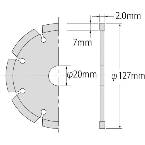 エビ　ダイヤモンドカッター　切っ太郎　（乾式）　セグメントタイプ　１２７ｍｍ　SK125　1 枚