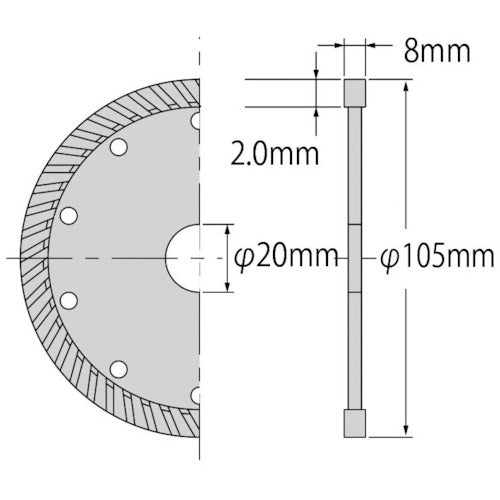 エビ　ダイヤモンドカッター　切っ太郎　（乾式）　ウェーブタイプ　１０５ｍｍ　WK105　1 枚