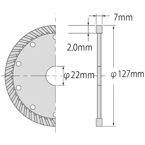 エビ　ダイヤモンドカッター　切っ太郎　（乾式）　ウェーブタイプ　１２７ｍｍ　WK125　1 枚