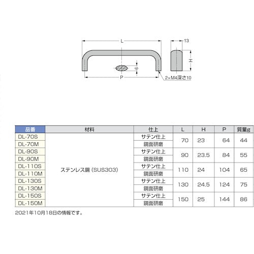 ＳＵＧＡＴＳＵＮＥ　（１０００１１１１０）ＤＬ−１５０Ｓステンレス鋼製ハンドル　DL-150S　1 個