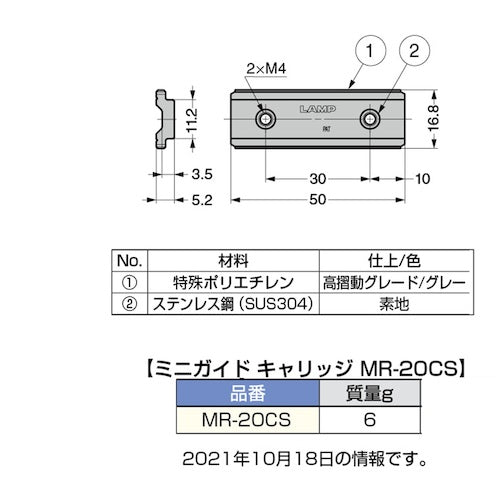 SUGATSUNE (190111496) MR-20CS 미니 가이드 캐리지 MR-20CS 1 개