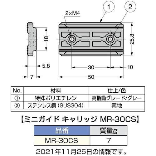 ＳＵＧＡＴＳＵＮＥ　（１９０１１１４８９）ＭＲ−３０ＣＳミニガイドキャリッジ　MR-30CS　1 個