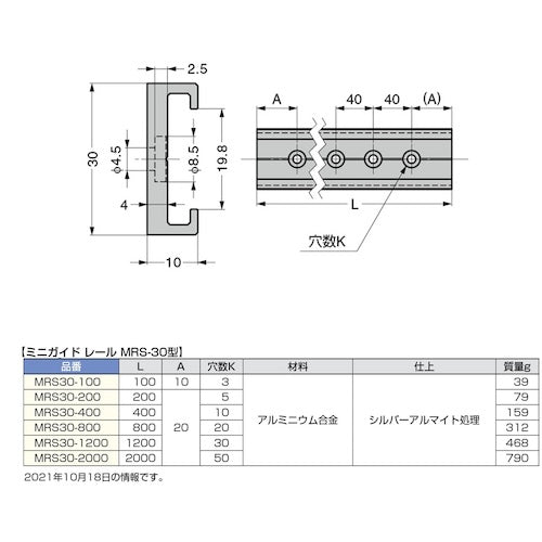 SUGATSUNE (190112861) MRS30-200 Mini Guide Rail MRS30-200 1 piece