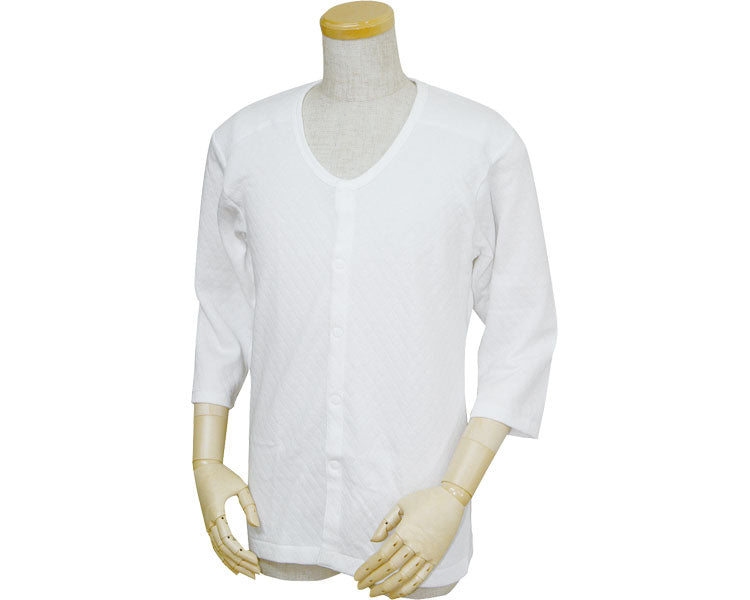 キルト八分袖前開きシャツ（プラスチックホック式）　紳士用 / W470　白　S　1 枚