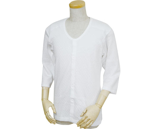 キルト八分袖前開きシャツ（プラスチックホック式）　紳士用 / W470　白　LL　1 枚