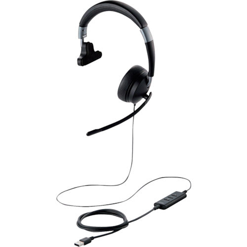 エレコム　有線ヘッドセット　デュアルマイクノイズリダクション　４０ｍｍドライバ　ＵＳＢ−Ａ　片耳　ブラック　HS-HP100UNCBK　1 個