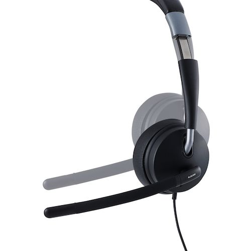 エレコム　有線ヘッドセット　デュアルマイクノイズリダクション　４０ｍｍドライバ　ＵＳＢ−Ａ　片耳　ブラック　HS-HP100UNCBK　1 個