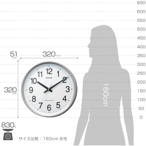 ＲＨＹＴＨＭ　リズム　電波　壁掛け時計　シルバー　φ３２０×５１　4MYA24SR19　1 個