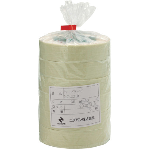ニチバン　クレープテープ３３１０−３０　３０ｍｍＸ５０ｍ　（６巻入）　3310H-30　1 袋