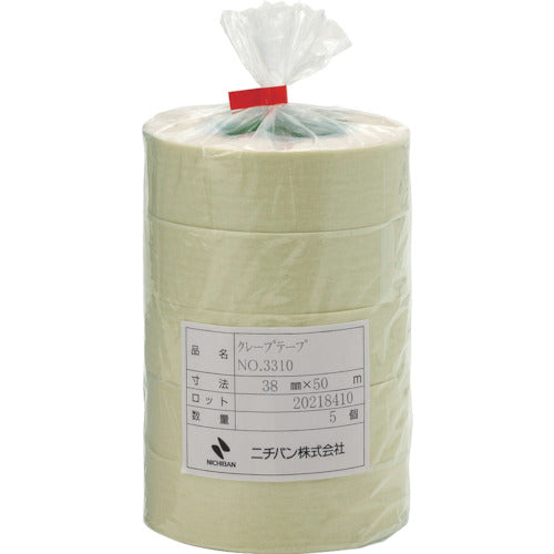 ニチバン　クレープテープ３３１０−３８　３８ｍｍＸ５０ｍ　（５巻入）　3310H-38　1 袋