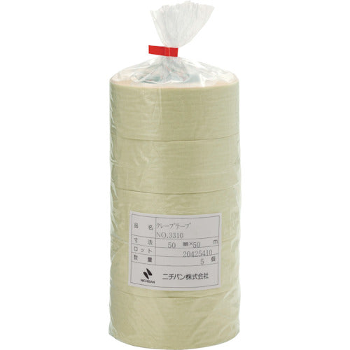 ニチバン　クレープテープ３３１０−５０　５０ｍｍＸ５０ｍ（５巻入）　3310H-50　1 袋