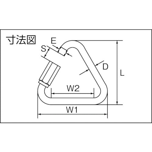 水本　ステンレス　三角リングキャッチ　線径４ｍｍ　長さ３８ｍｍ　内幅２７ｍｍ　B-1459　1 個