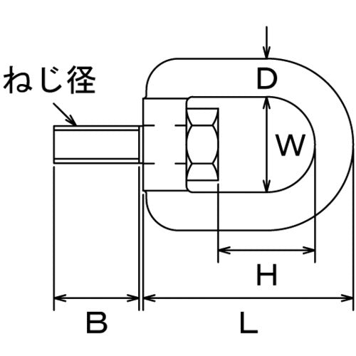 水本　フック　ステンレス　スイベルボルト　ミリネジ　捻子径Ｍ−５　使用荷重０．２９ｋＮ　B-1465　1 個